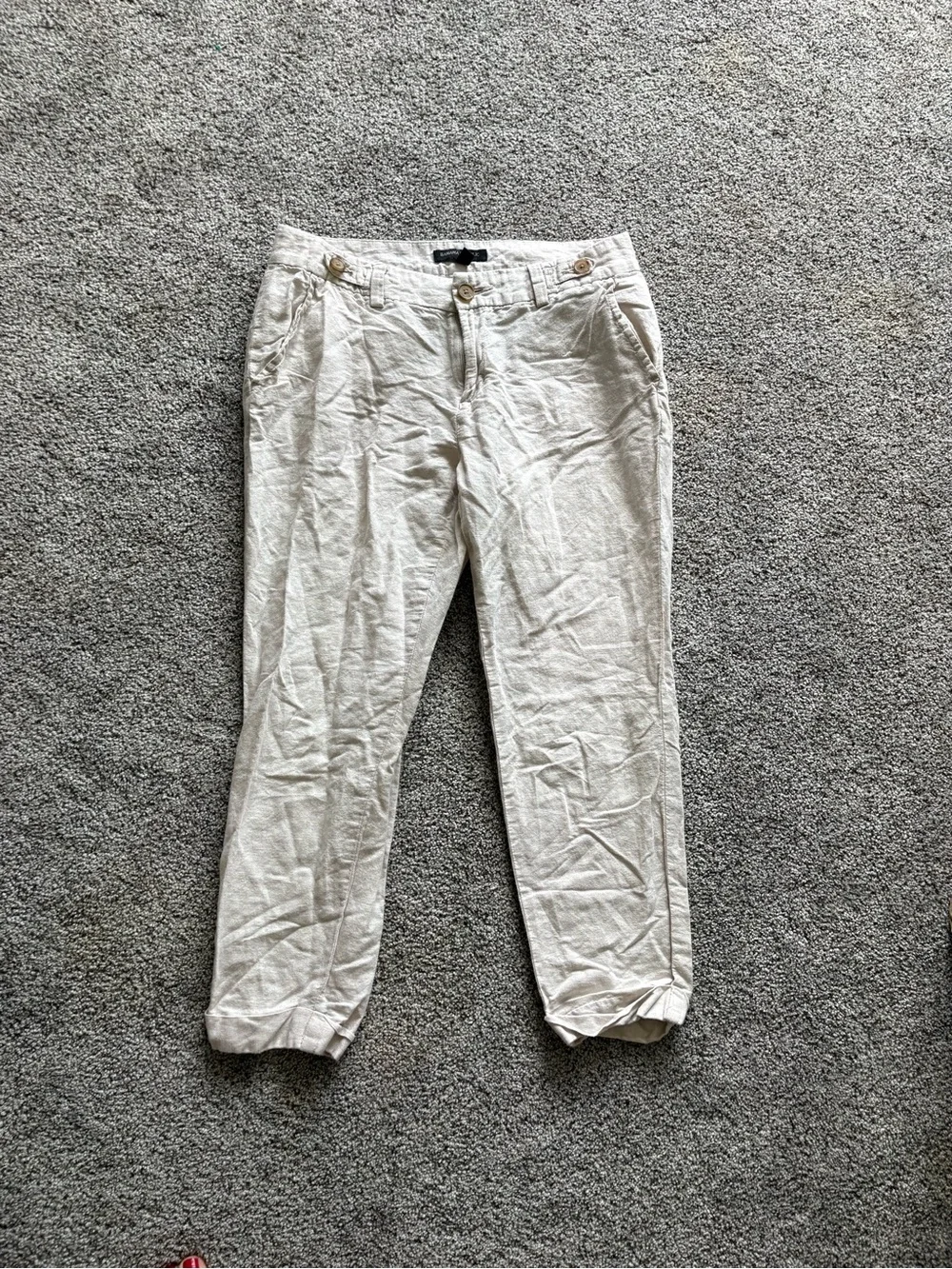 Banana Republic Cropped Linen Blend Pants in Light Beige